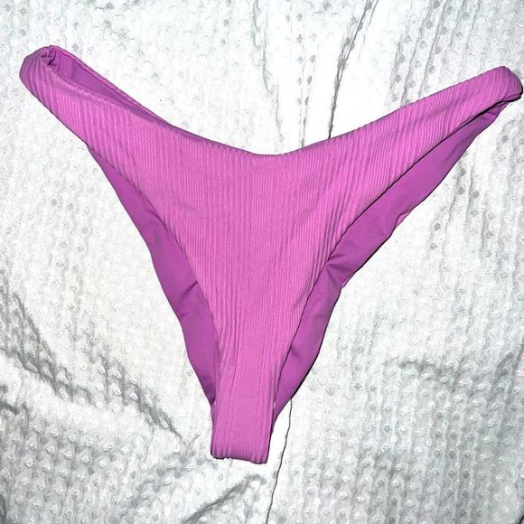 NWOT L*Space Pointelle Rib Cabana Bikini Bottom in Purple size M - Picture 4 of 7